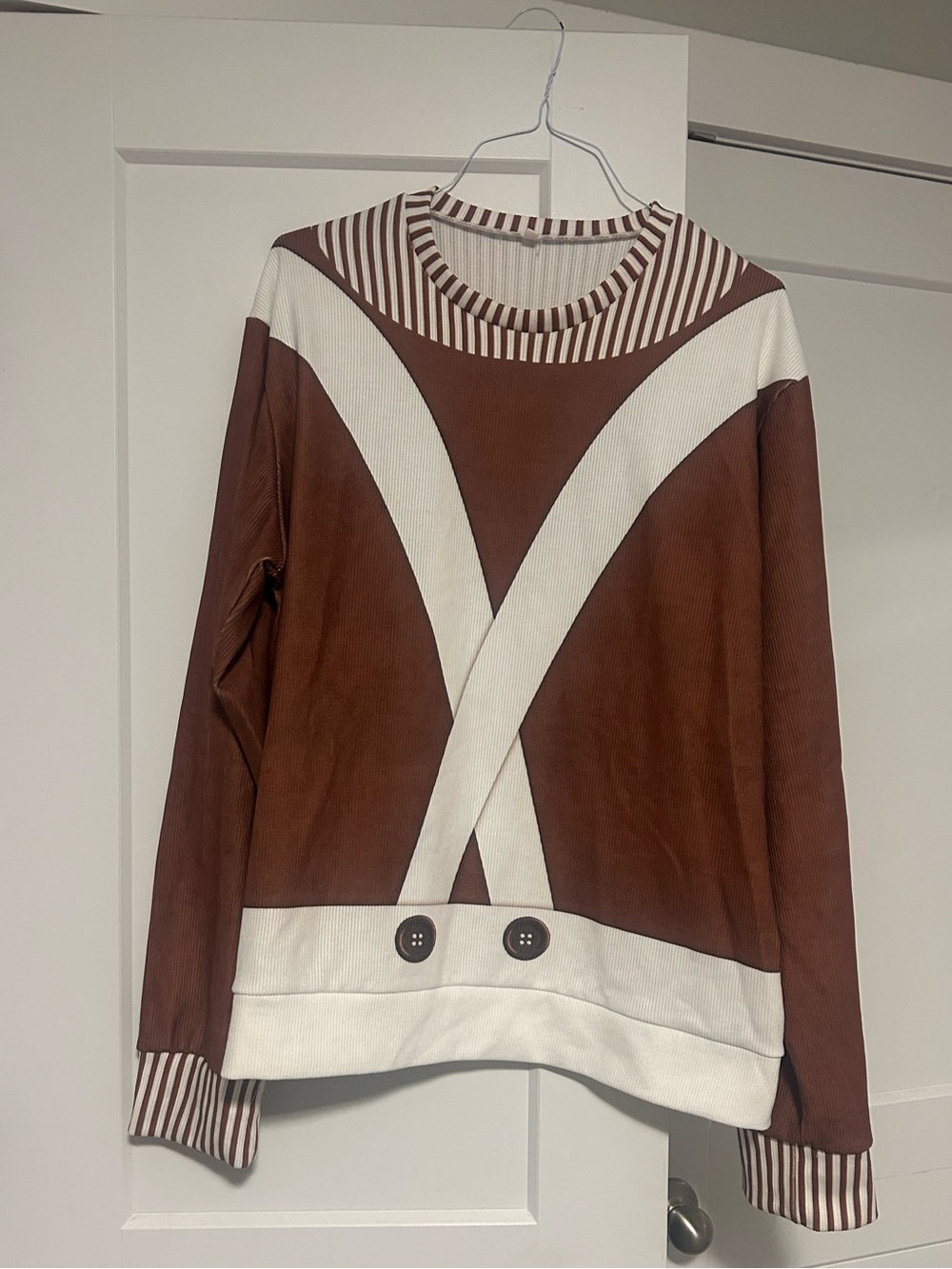 Brown and Cream oversized Crewneck Sweater - Oompa Loompa costume